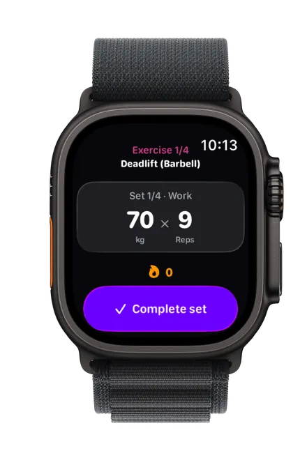 Apple Watch — live session with heart rate and calories